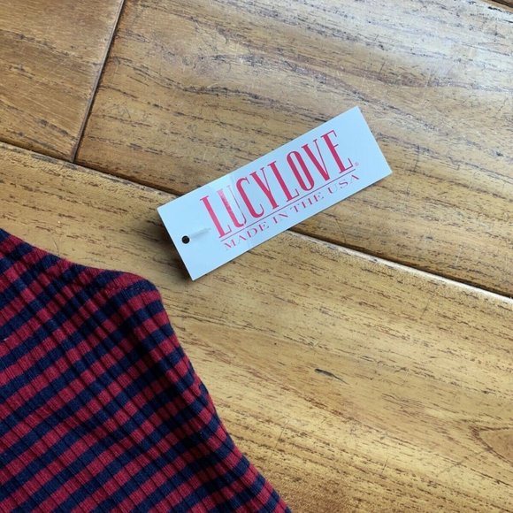LUCY LOVE Boutique Red & Blue Stripe Charlise Tank Top size MEDIUM 🆕 - Picture 6 of 12